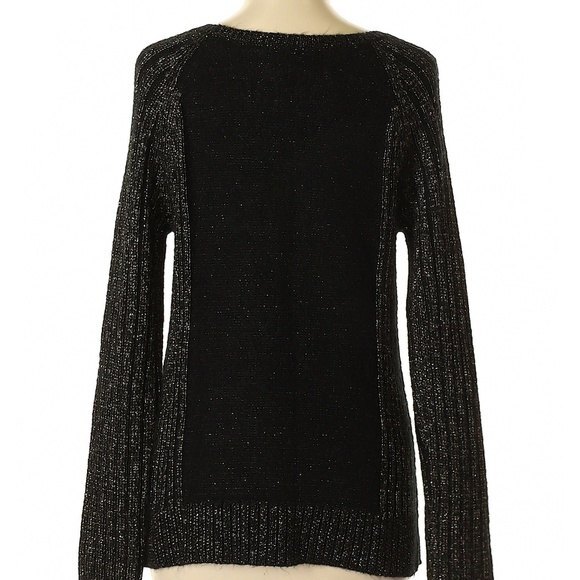 *2/$25* Apt 9 Sweater Womens Size Medium Black Gold Metallic Threads Cable - Picture 3 of 3